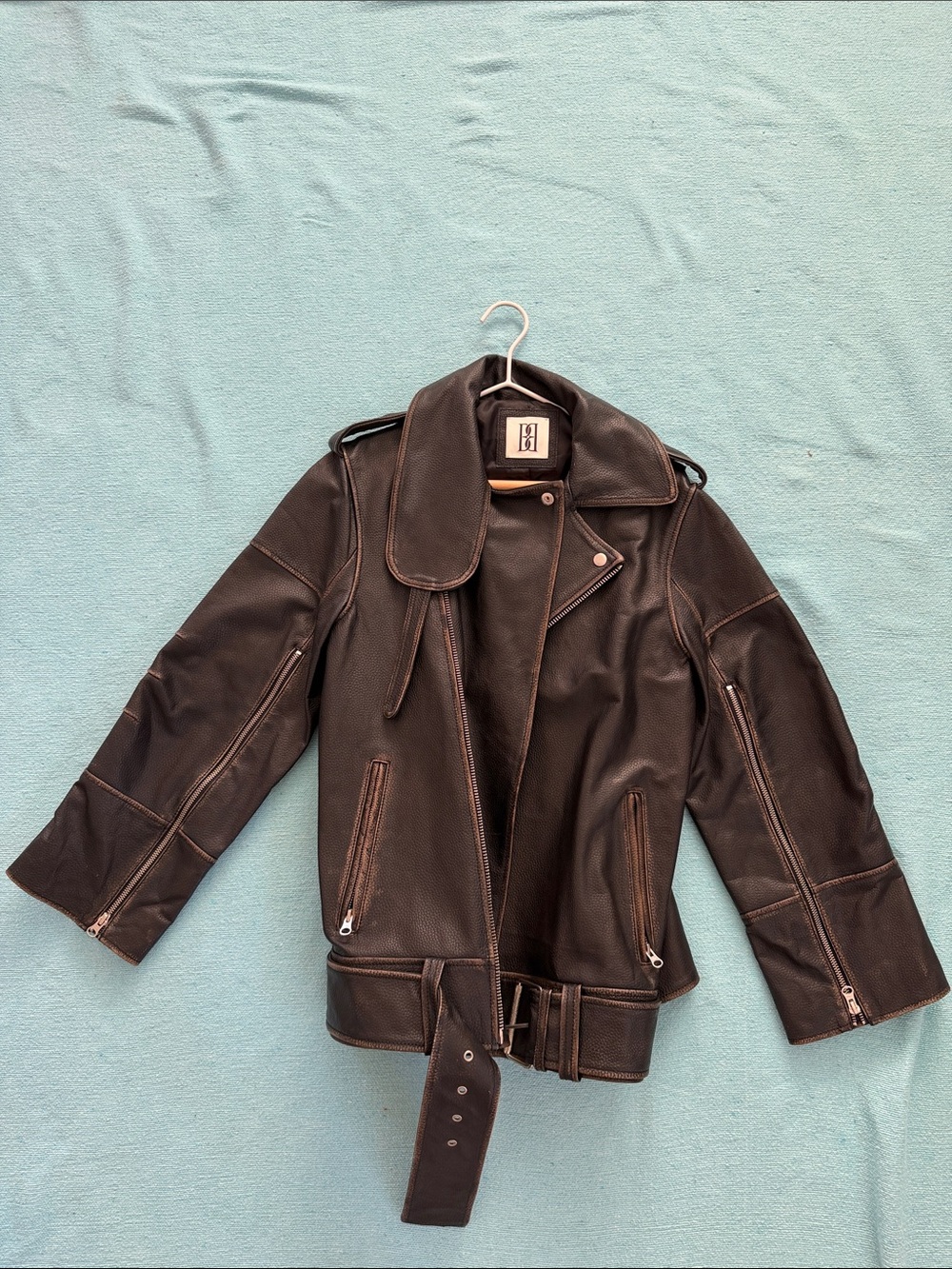 By Malene Birger Dark Brown Leather Biker Jacket with Belt